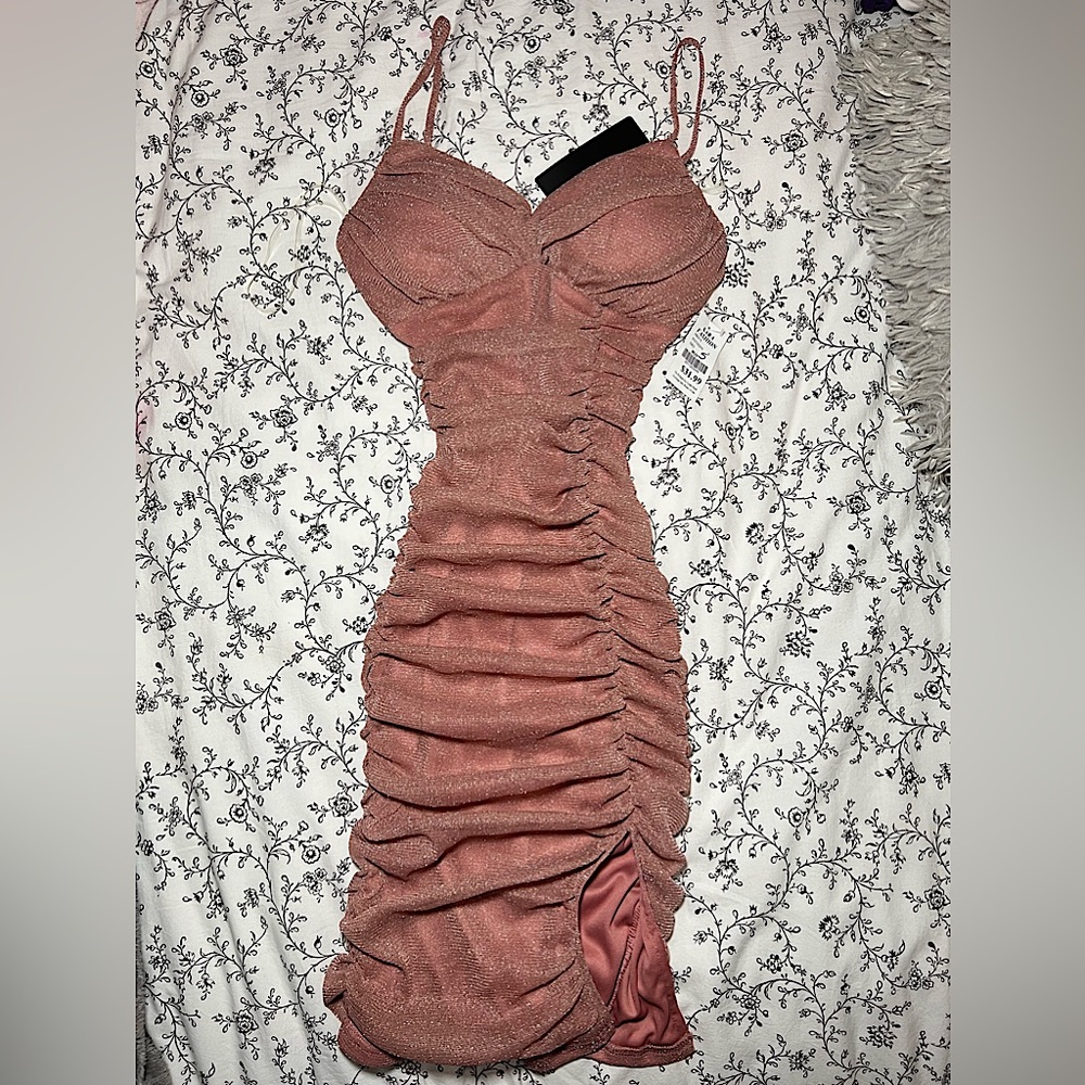 Sparkly pink ruched dress